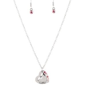 Paparazzi Happily Heartwarming Pink Silvertone Heart Iridescent Necklace